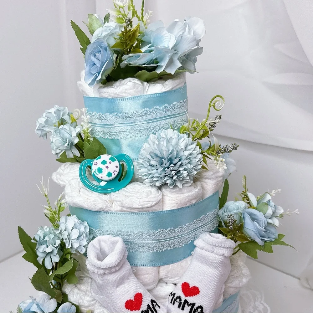 Flowers Boy Diaper Cake, Baby Shower Gift